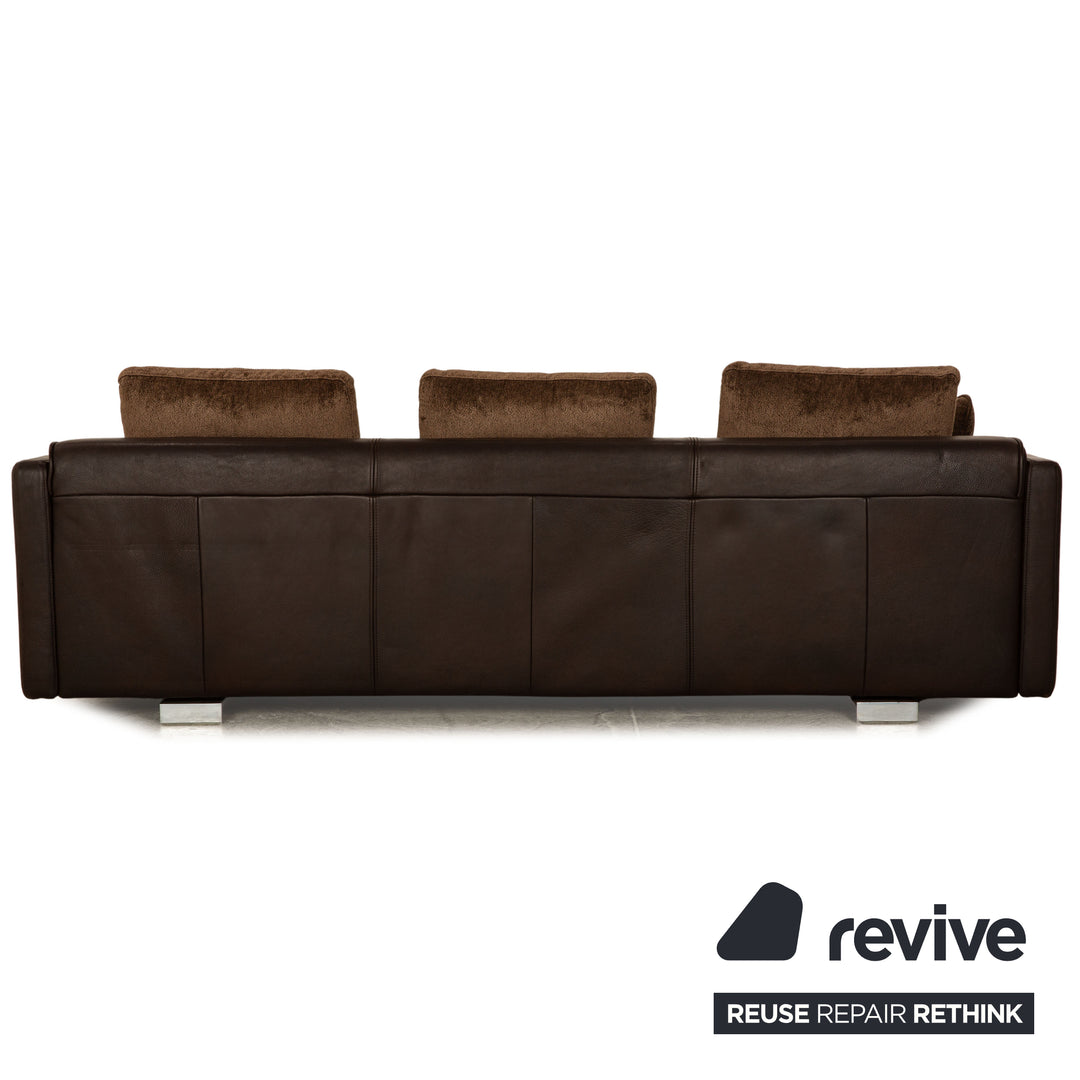 Rolf Benz 6300 Leather Sofa Set Brown Four Seater Stool