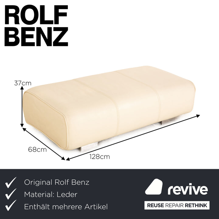 Rolf Benz 6300 Leder Sofa Garnitur Creme Dreisitzer Sessel Hocke Sofa Couch