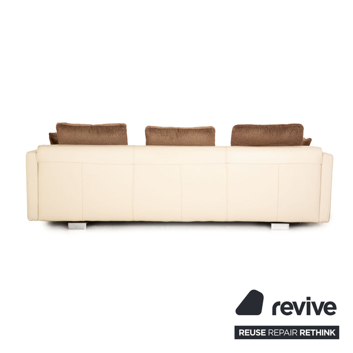 Rolf Benz 6300 Leder Sofa Garnitur Creme Dreisitzer Sessel Hocke Sofa Couch