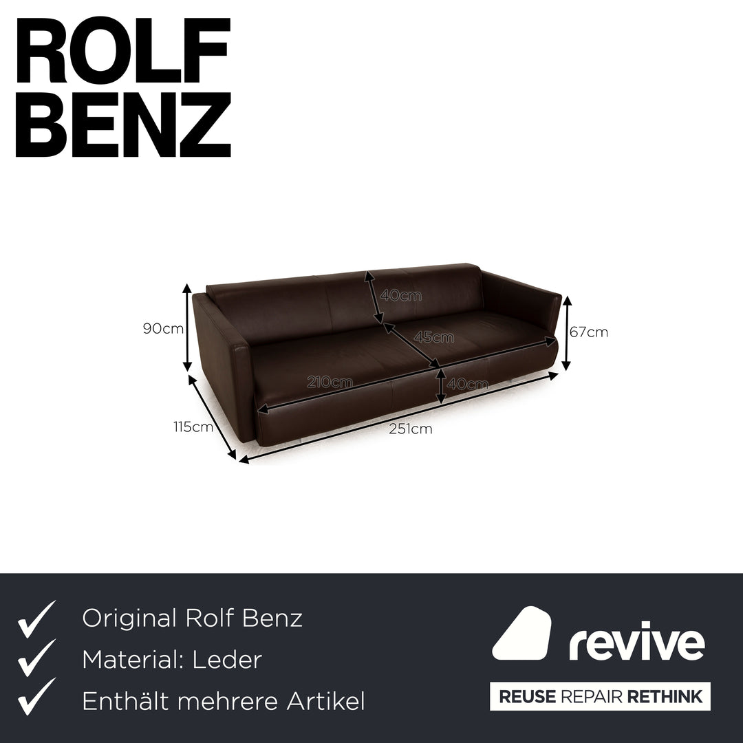 Rolf Benz 6300 Leather Sofa Set Dark Brown Four Seater Stool Couch