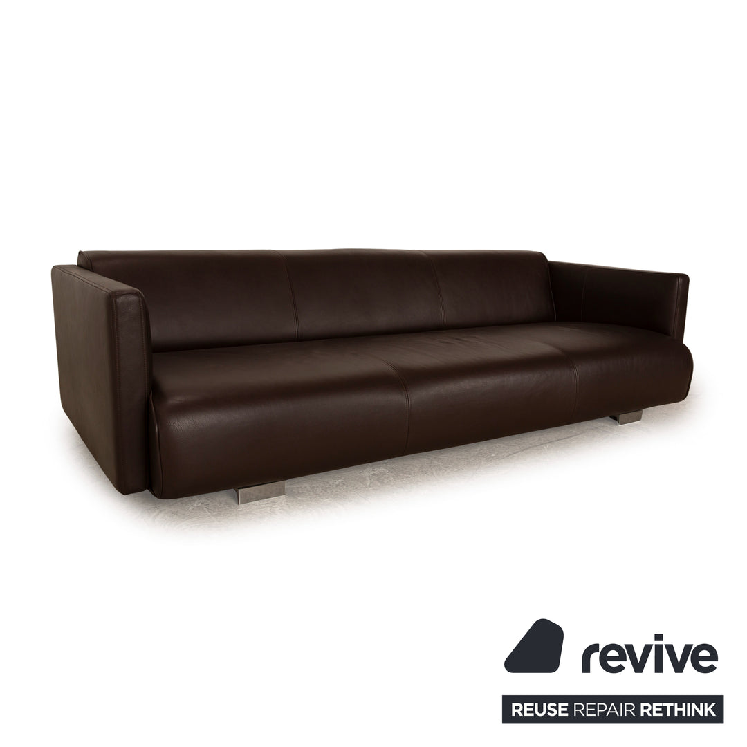 Rolf Benz 6300 Leather Sofa Set Dark Brown Four Seater Stool Couch