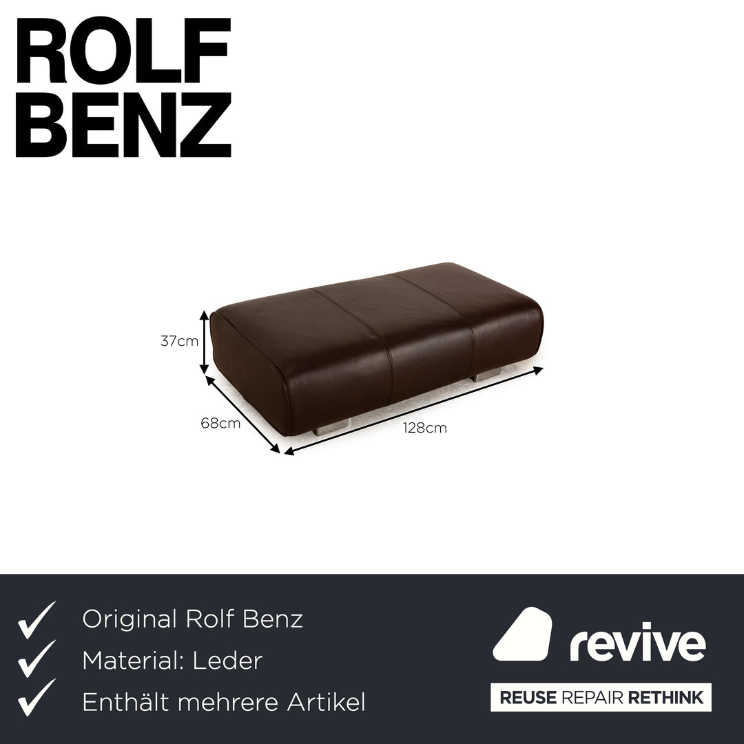 Rolf Benz 6300 Leather Sofa Set Dark Brown Four Seater Stool Couch