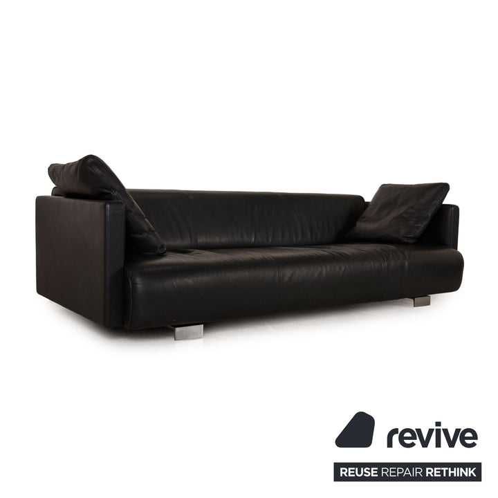 Rolf Benz 6300 leather sofa black four-seater couch