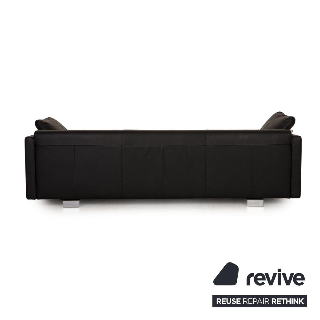 Rolf Benz 6300 leather sofa black four-seater couch