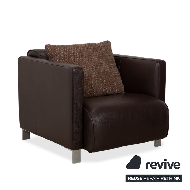 Rolf Benz 6300 Leder Viersitzer 2x Sessel Hocker Braun Espresso Sofa Couch