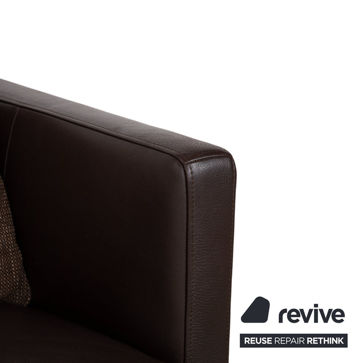 Rolf Benz 6300 Leder Viersitzer 2x Sessel Hocker Braun Espresso Sofa Couch