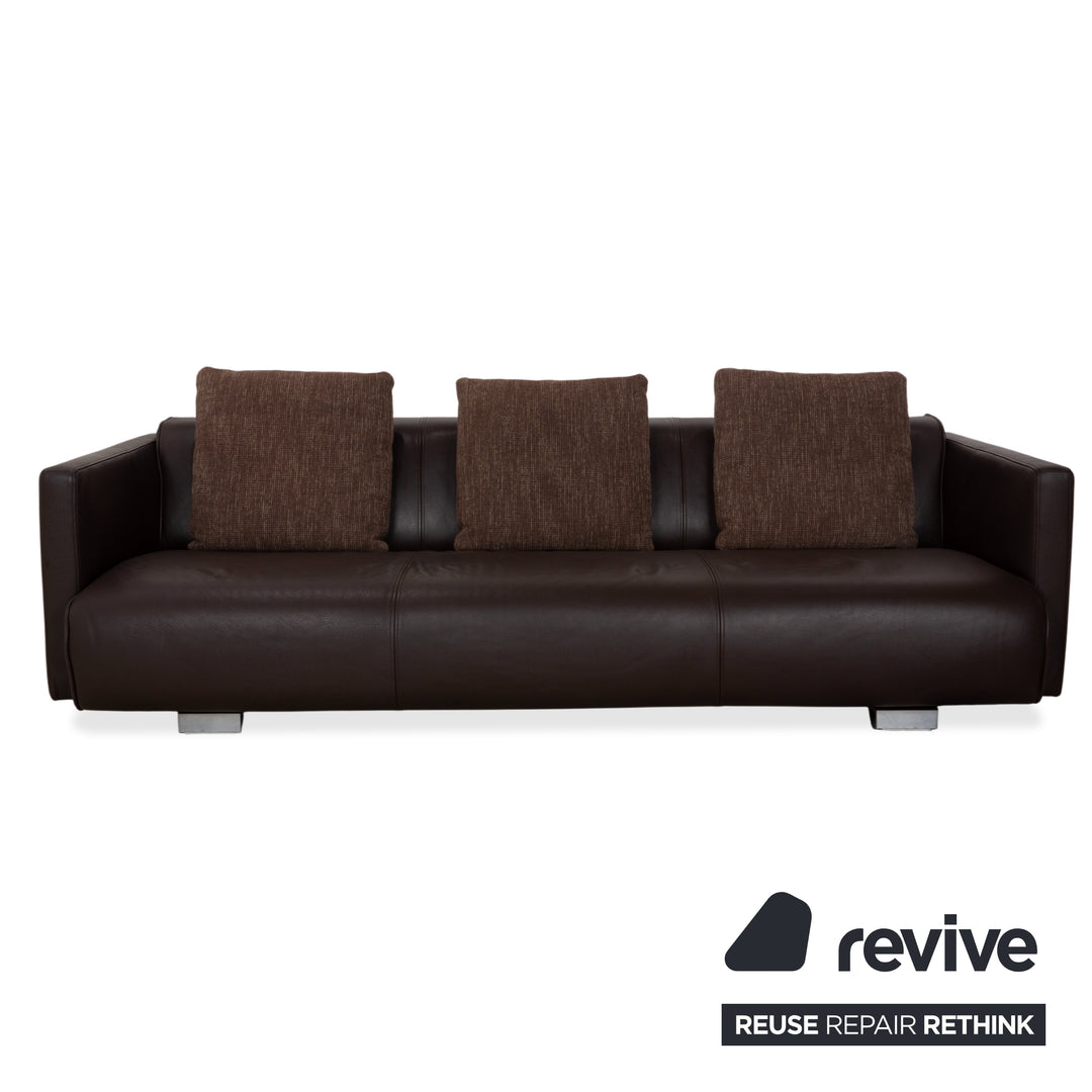 Rolf Benz 6300 Leder Viersitzer 2x Sessel Hocker Braun Espresso Sofa Couch