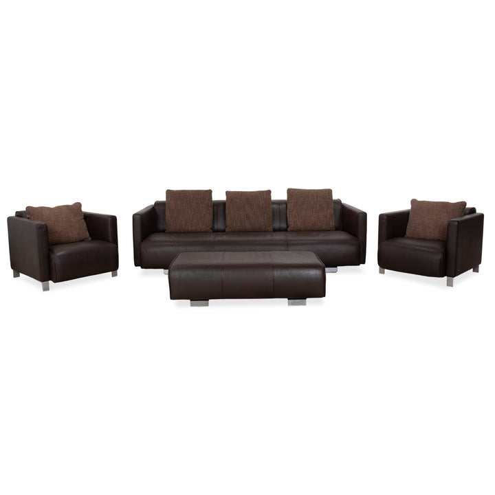 Rolf Benz 6300 Leder Viersitzer 2x Sessel Hocker Braun Espresso Sofa Couch