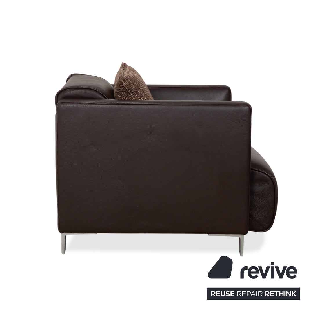 Rolf Benz 6300 Leder Viersitzer 2x Sessel Hocker Braun Espresso Sofa Couch