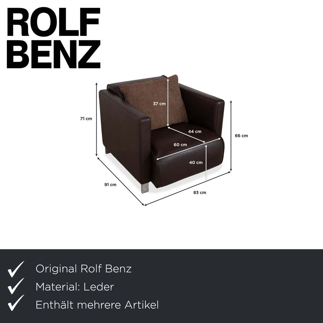 Rolf Benz 6300 Leder Viersitzer 2x Sessel Hocker Braun Espresso Sofa Couch