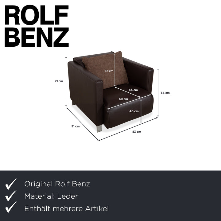 Rolf Benz 6300 Leder Viersitzer 2x Sessel Hocker Braun Espresso Sofa Couch