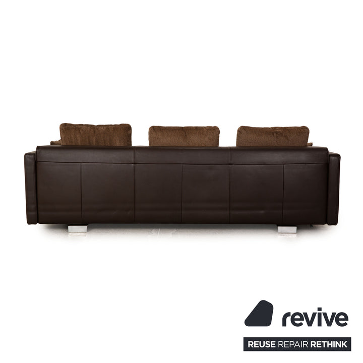 Rolf Benz 6300 Leather Four Seater Brown Sofa Couch