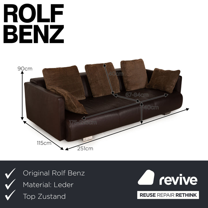 Rolf Benz 6300 Leather Four Seater Brown Sofa Couch