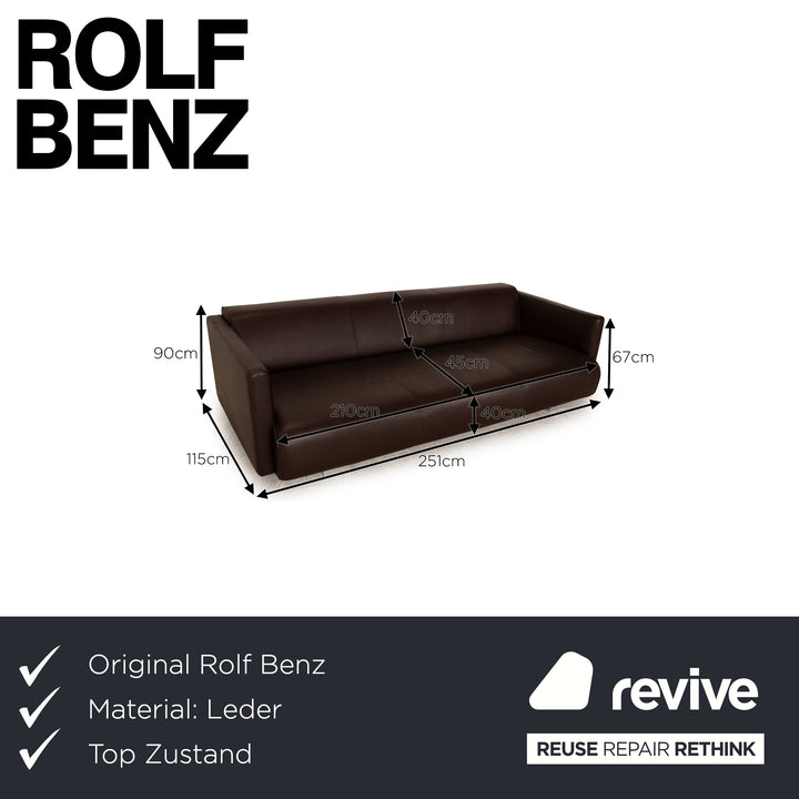 Rolf Benz 6300 Leather Four Seater Dark Brown Sofa Couch