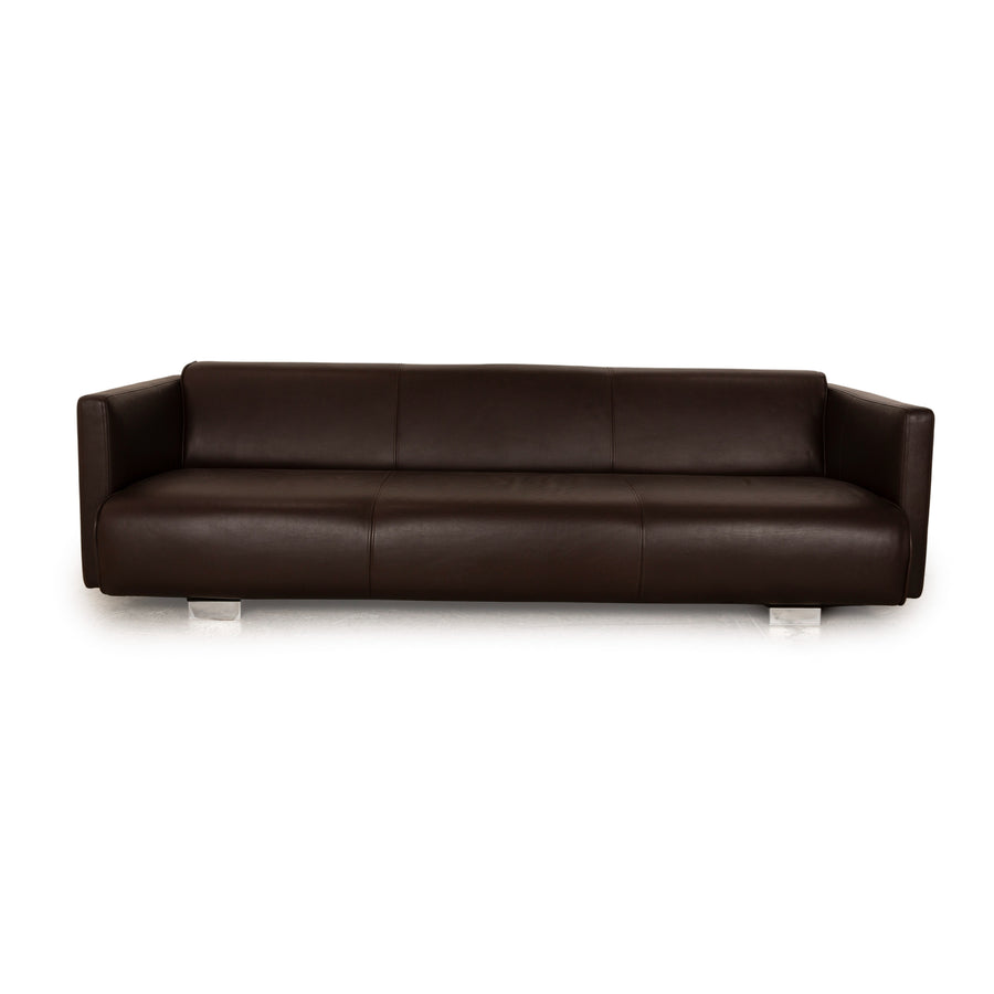 Rolf Benz 6300 Leather Four Seater Dark Brown Sofa Couch