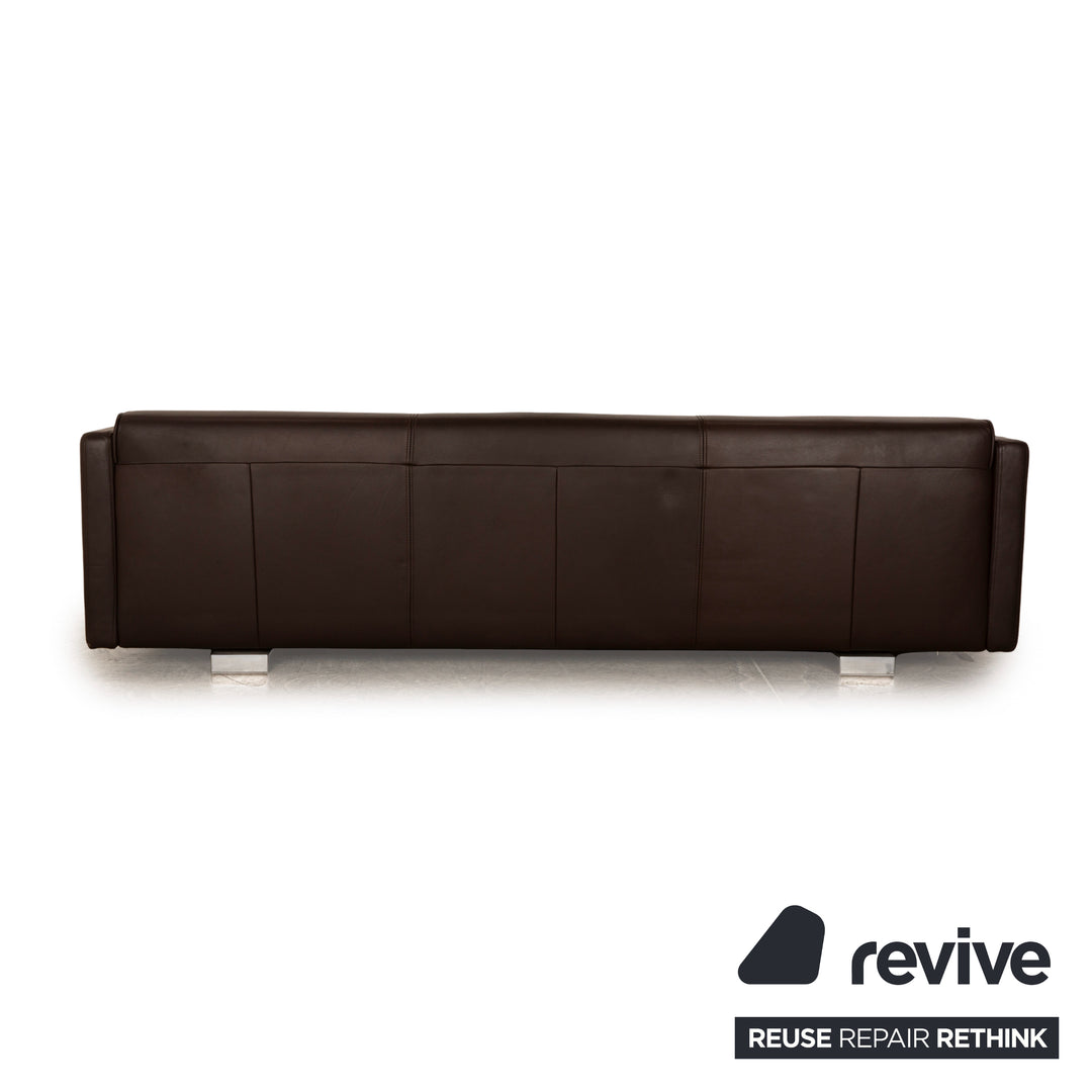 Rolf Benz 6300 Leather Four Seater Dark Brown Sofa Couch