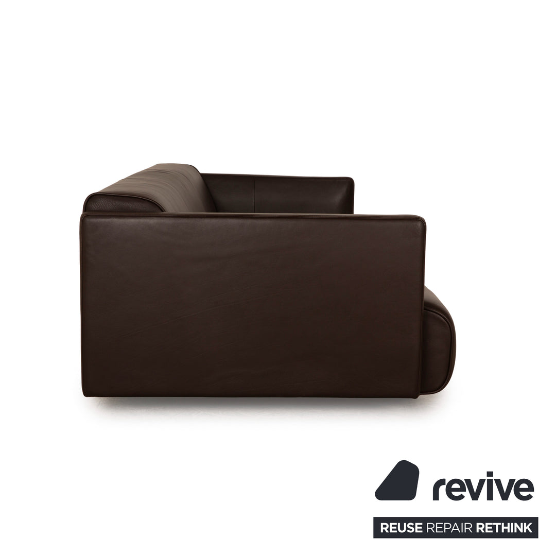 Rolf Benz 6300 Leather Four Seater Dark Brown Sofa Couch