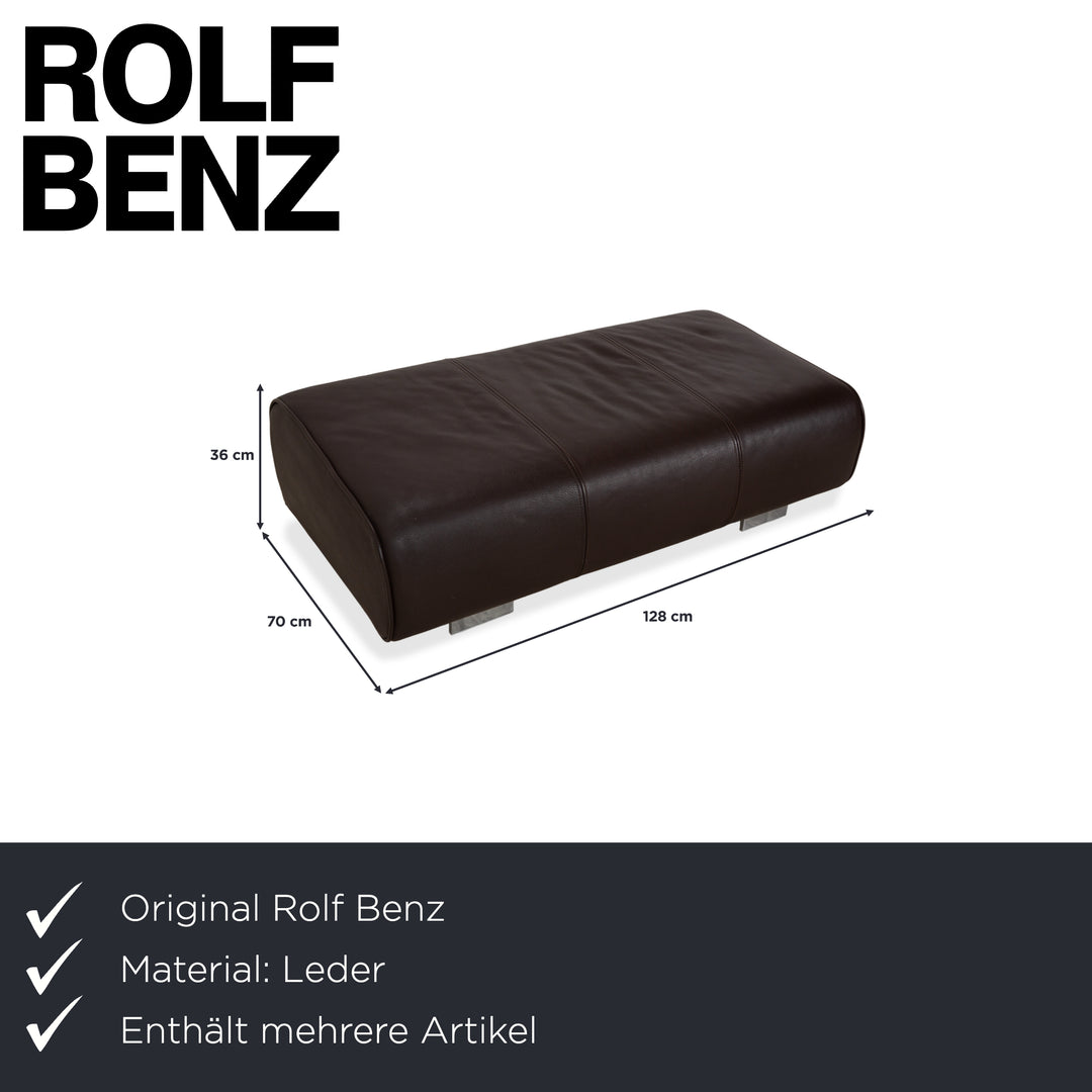 Canapé ottoman quatre places en cuir Rolf Benz 6300, marron expresso