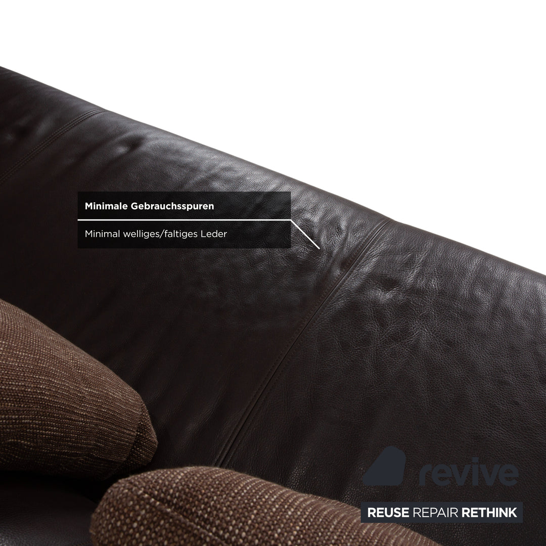 Canapé ottoman quatre places en cuir Rolf Benz 6300, marron expresso