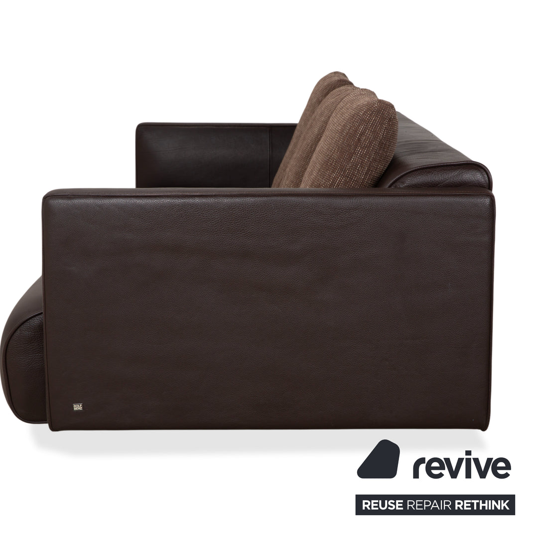 Canapé ottoman quatre places en cuir Rolf Benz 6300, marron expresso