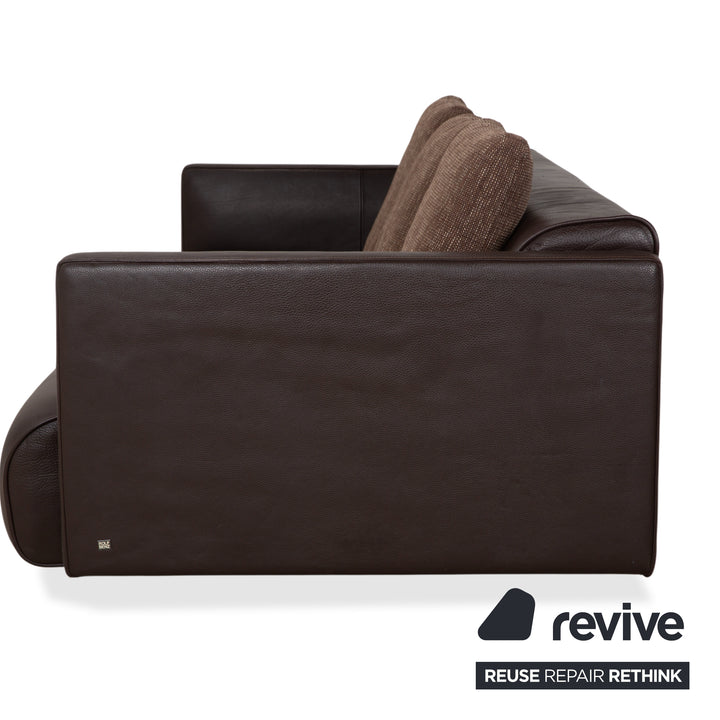 Canapé ottoman quatre places en cuir Rolf Benz 6300, marron expresso