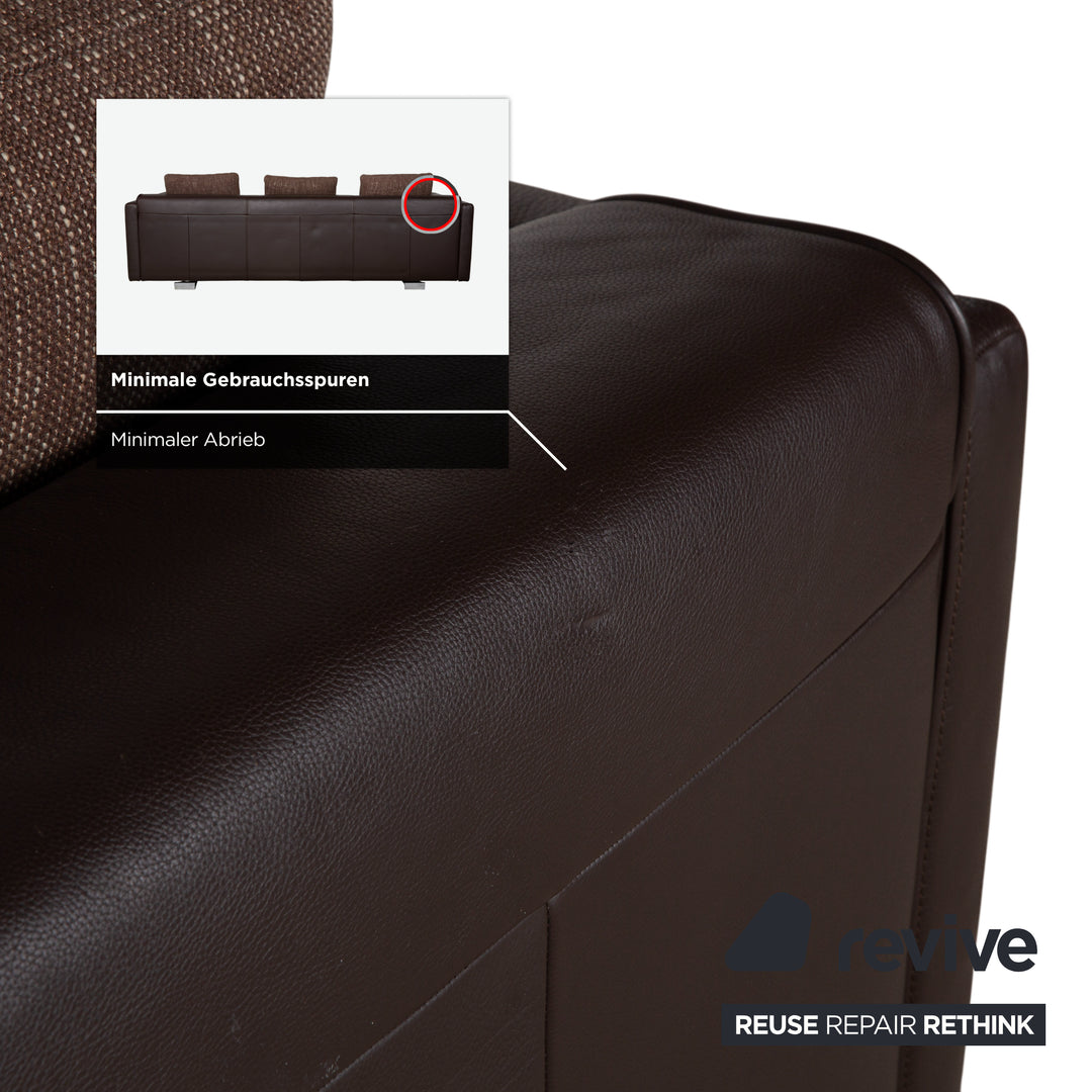 Canapé ottoman quatre places en cuir Rolf Benz 6300, marron expresso