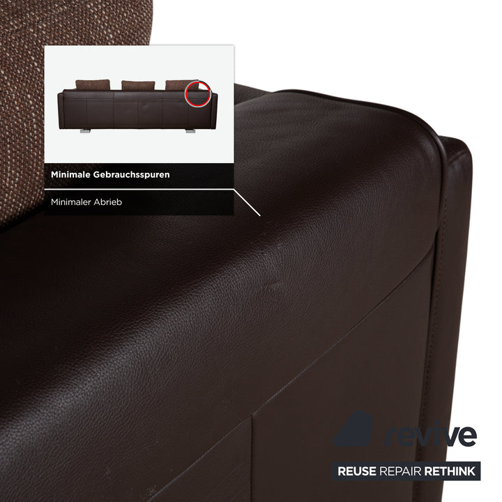 Canapé ottoman quatre places en cuir Rolf Benz 6300, marron expresso