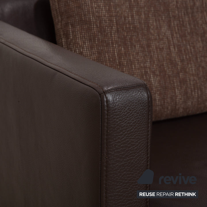Canapé ottoman quatre places en cuir Rolf Benz 6300, marron expresso