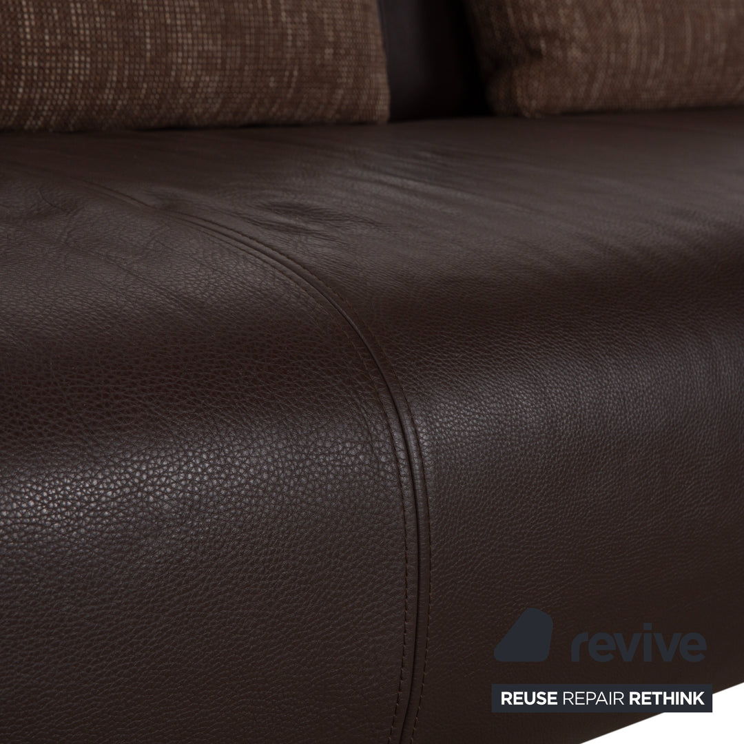 Canapé ottoman quatre places en cuir Rolf Benz 6300, marron expresso