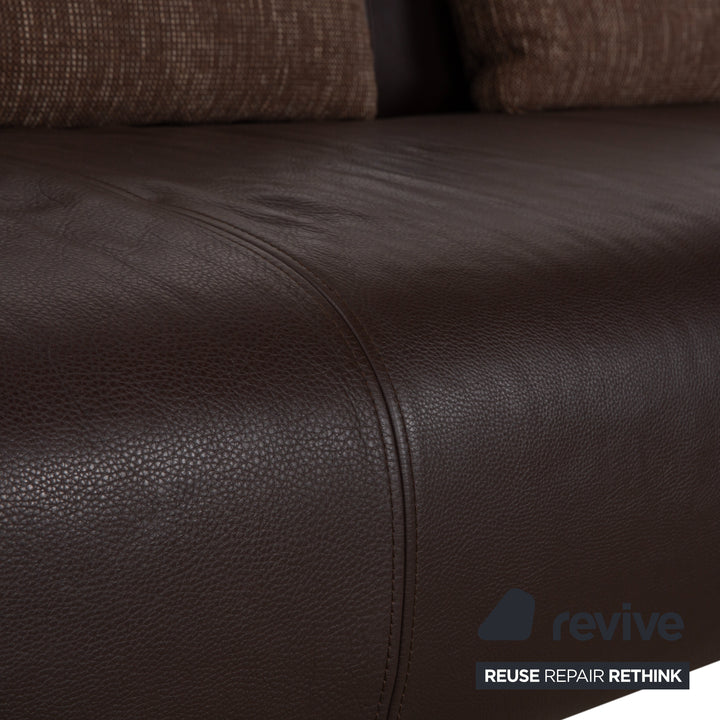 Canapé ottoman quatre places en cuir Rolf Benz 6300, marron expresso