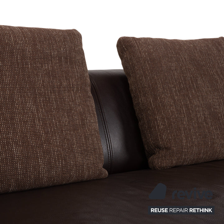 Canapé ottoman quatre places en cuir Rolf Benz 6300, marron expresso