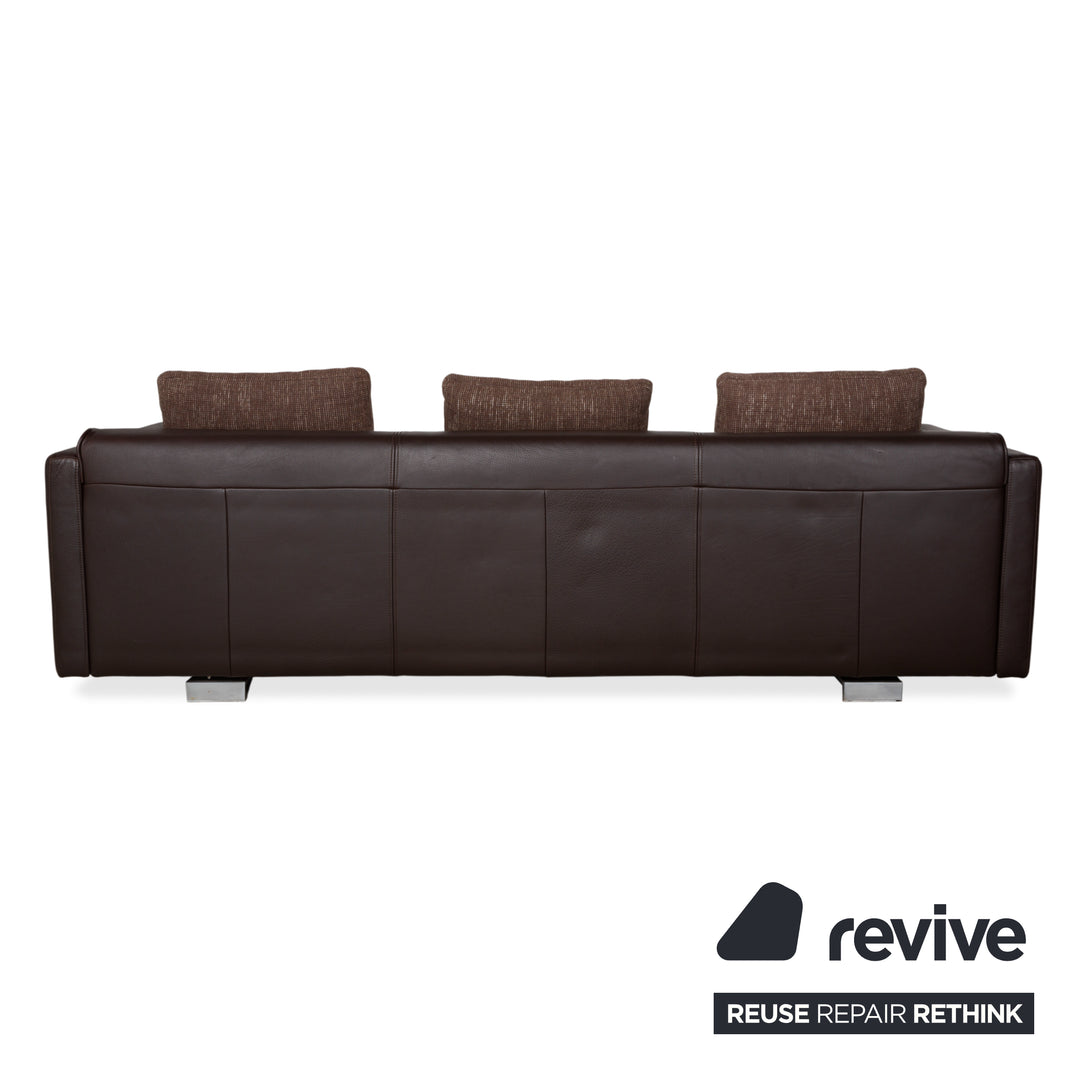 Canapé ottoman quatre places en cuir Rolf Benz 6300, marron expresso
