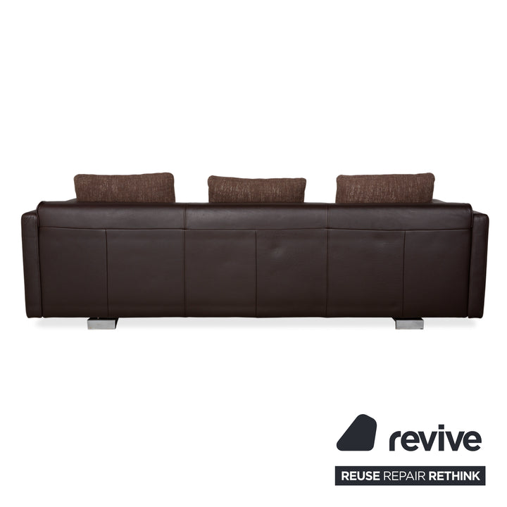 Canapé ottoman quatre places en cuir Rolf Benz 6300, marron expresso