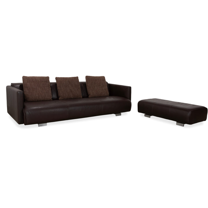 Canapé ottoman quatre places en cuir Rolf Benz 6300, marron expresso
