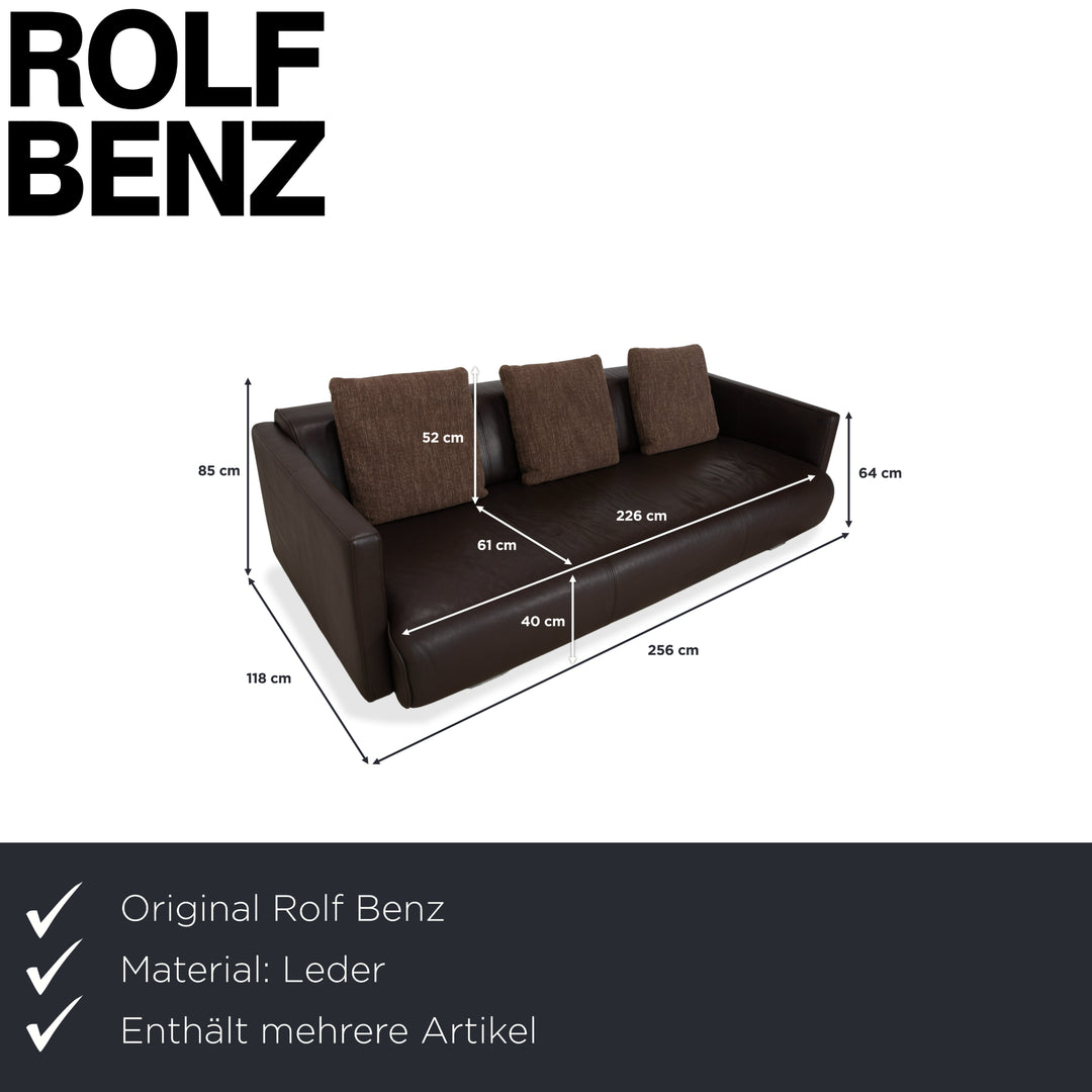 Canapé ottoman quatre places en cuir Rolf Benz 6300, marron expresso