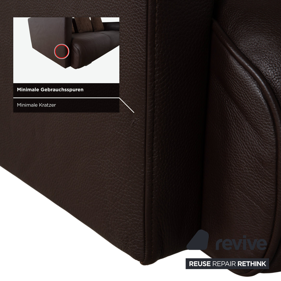 Canapé ottoman quatre places en cuir Rolf Benz 6300, marron expresso