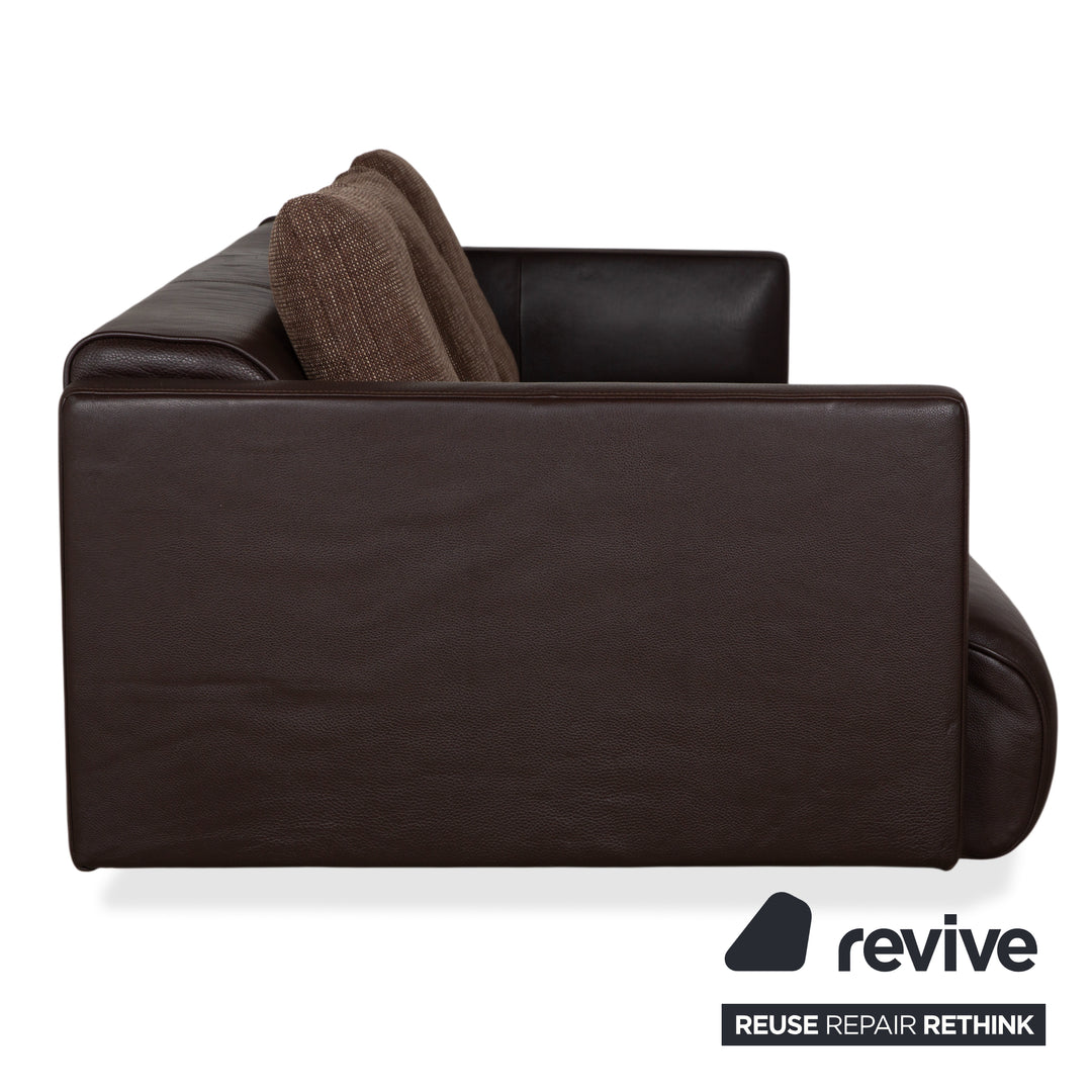 Canapé ottoman quatre places en cuir Rolf Benz 6300, marron expresso