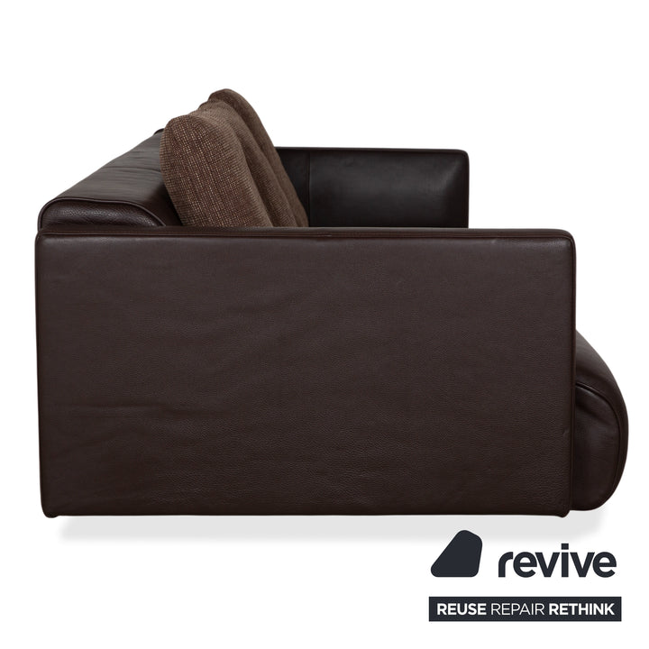 Canapé ottoman quatre places en cuir Rolf Benz 6300, marron expresso