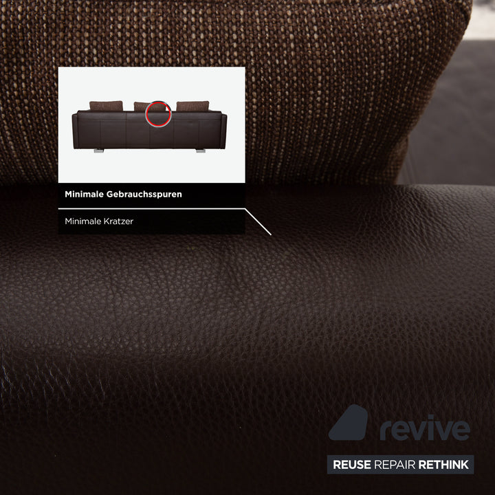 Canapé ottoman quatre places en cuir Rolf Benz 6300, marron expresso