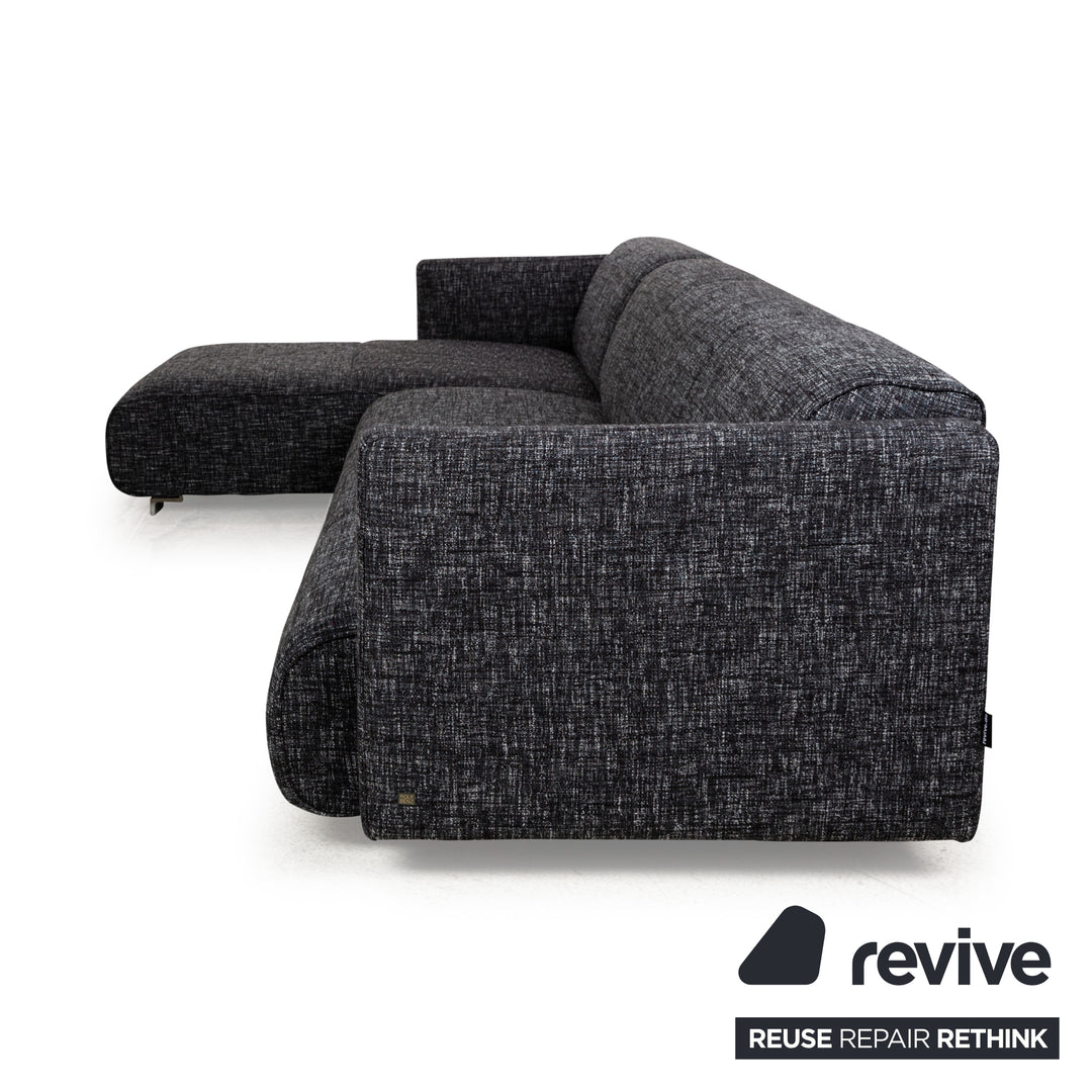 Rolf Benz 6300 Stoff Ecksofa Grau Schwarz Weiß Sofa Couch Recamiere Links Neubezug