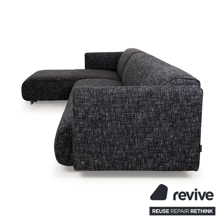 Rolf Benz 6300 Stoff Ecksofa Grau Schwarz Weiß Sofa Couch Recamiere Links Neubezug