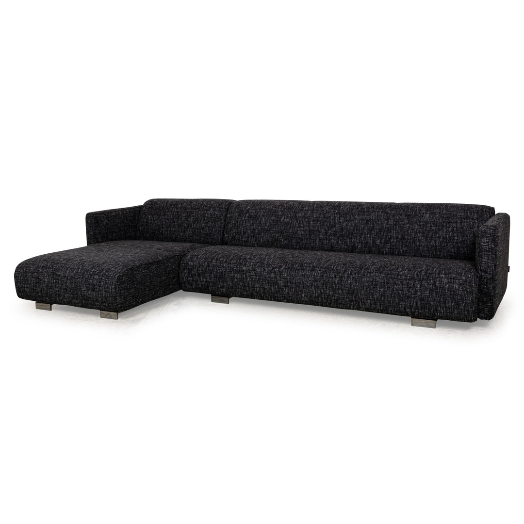 Rolf Benz 6300 Stoff Ecksofa Grau Schwarz Weiß Sofa Couch Recamiere Links Neubezug