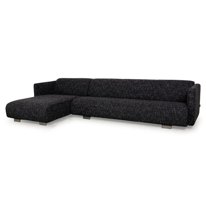 Rolf Benz 6300 Stoff Ecksofa Grau Schwarz Weiß Sofa Couch Recamiere Links Neubezug