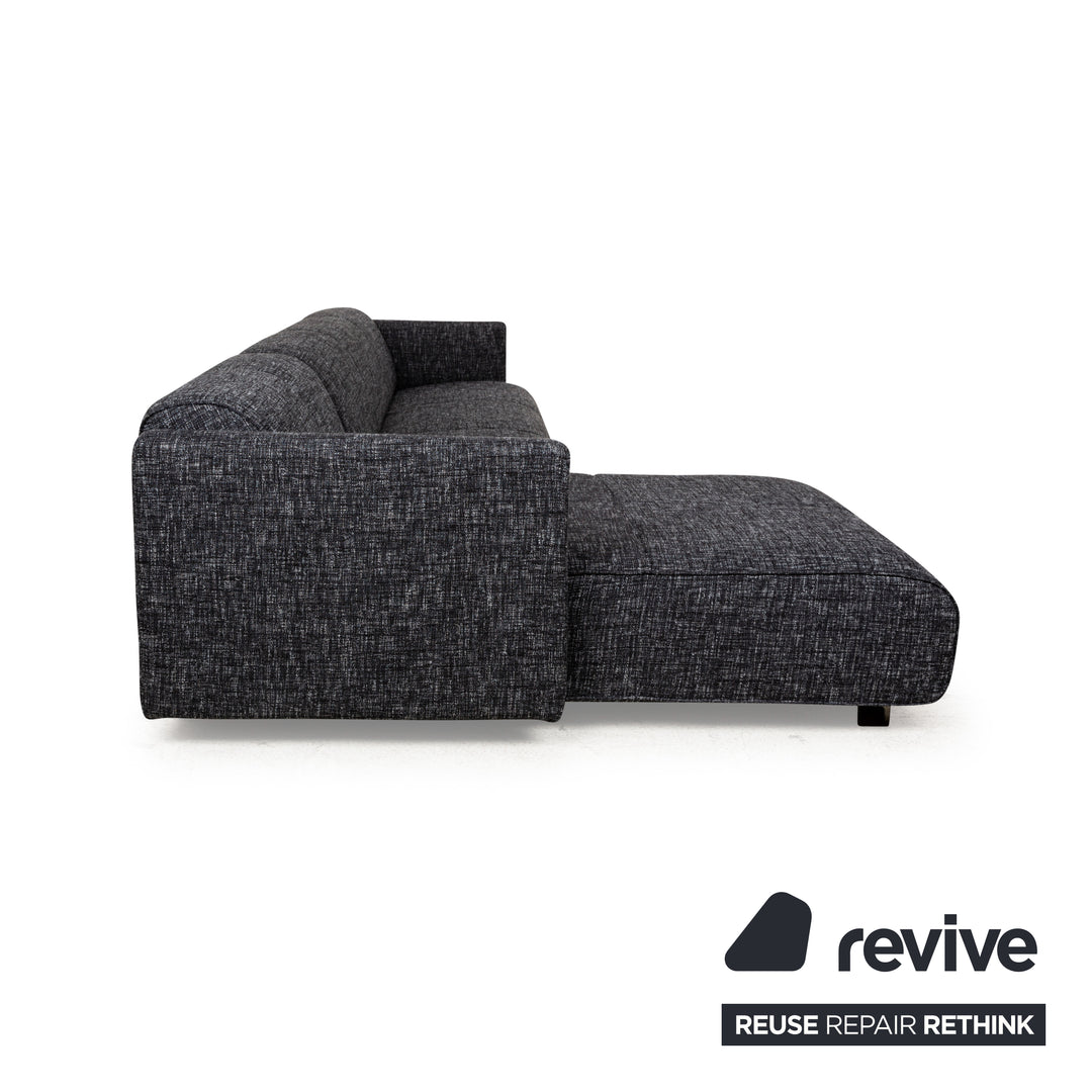 Rolf Benz 6300 Stoff Ecksofa Grau Schwarz Weiß Sofa Couch Recamiere Links Neubezug