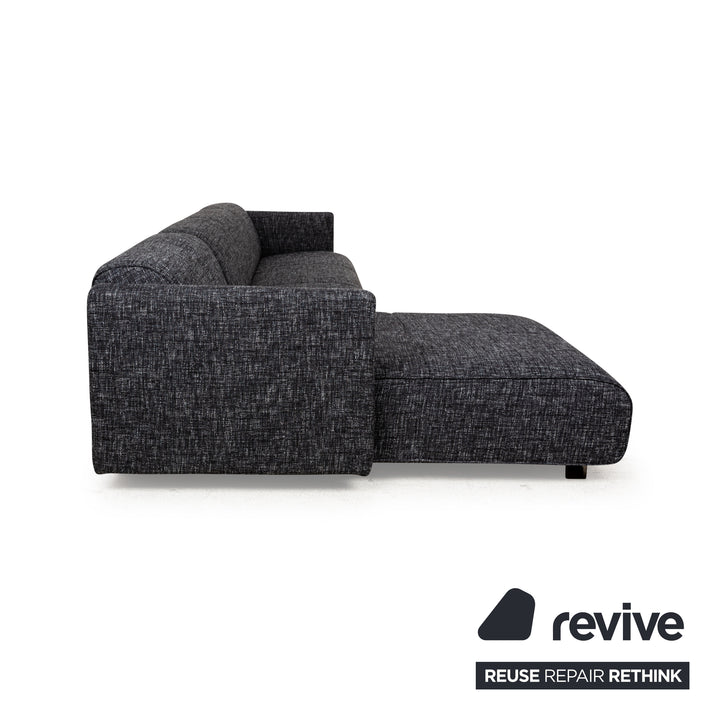 Rolf Benz 6300 Stoff Ecksofa Grau Schwarz Weiß Sofa Couch Recamiere Links Neubezug