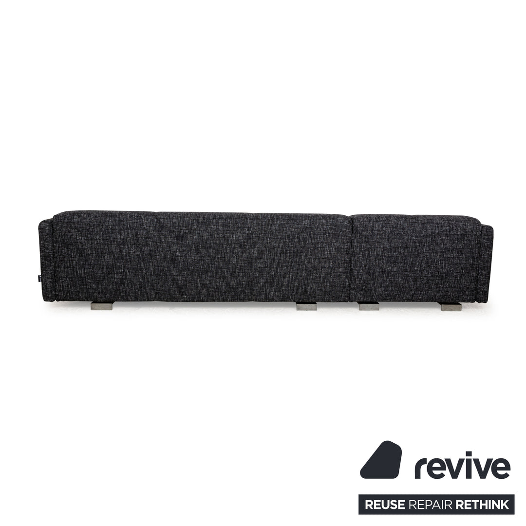 Rolf Benz 6300 Stoff Ecksofa Grau Schwarz Weiß Sofa Couch Recamiere Links Neubezug
