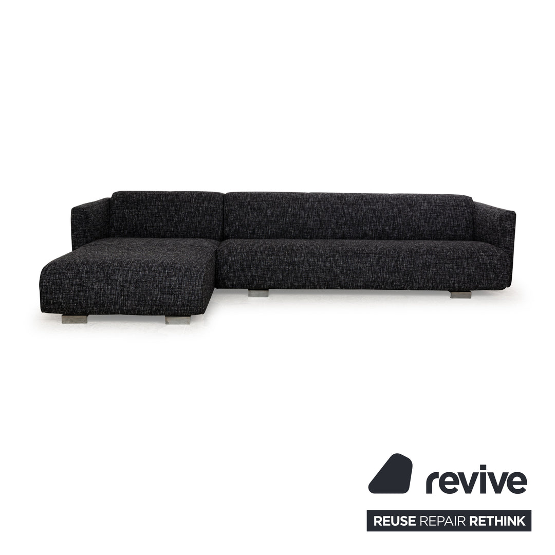 Rolf Benz 6300 Stoff Ecksofa Grau Schwarz Weiß Sofa Couch Recamiere Links Neubezug