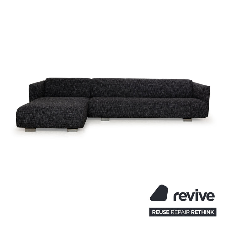 Rolf Benz 6300 Stoff Ecksofa Grau Schwarz Weiß Sofa Couch Recamiere Links Neubezug