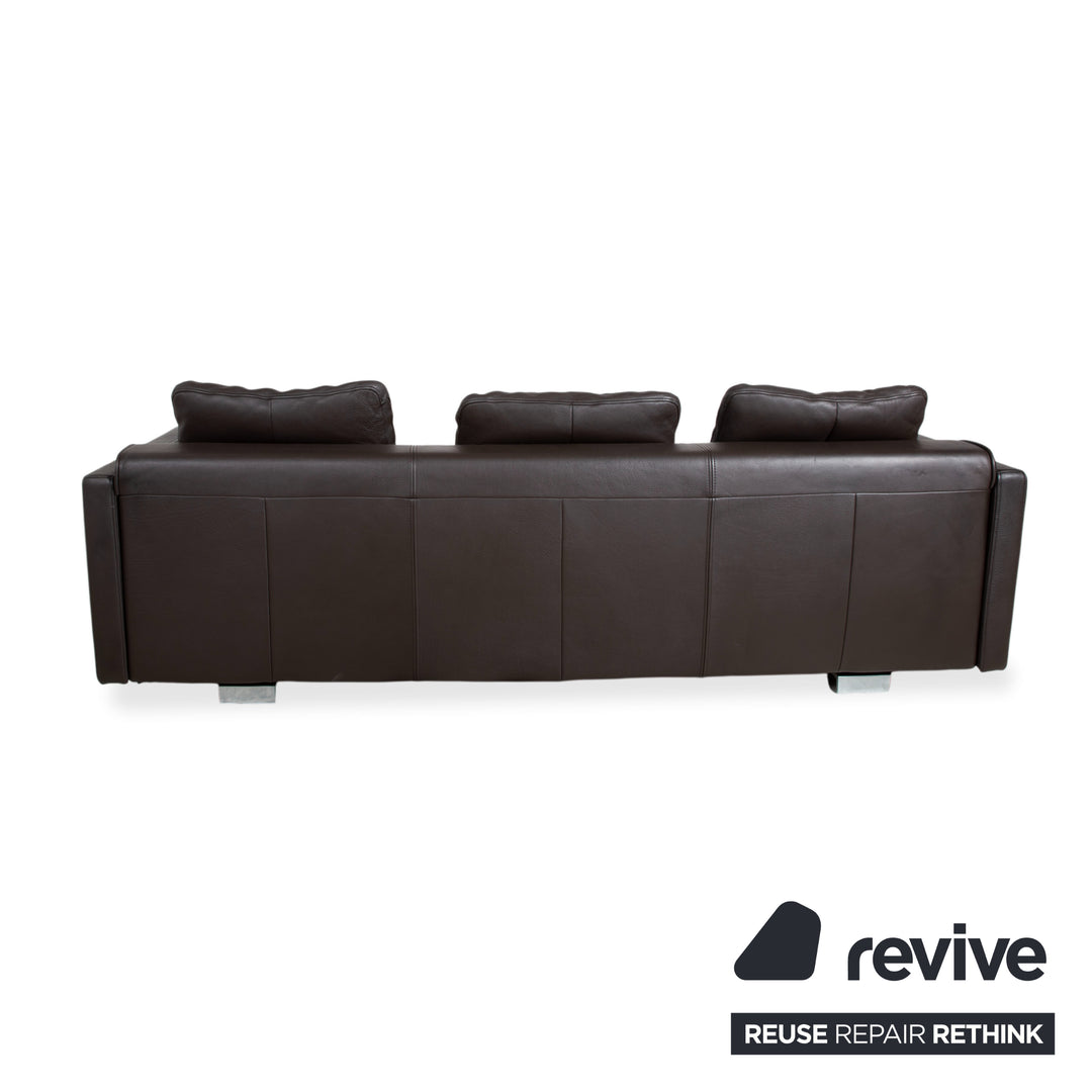 Rolf Benz 6300 Four-Seater Leather Brown Sofa Couch