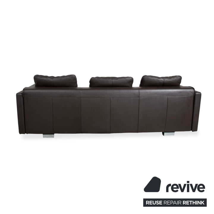 Rolf Benz 6300 Four-Seater Leather Brown Sofa Couch